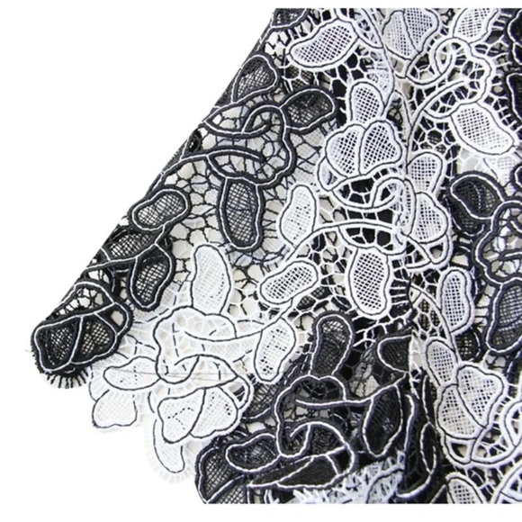 Diane von Furstenberg black and white macramé floral Guipure lace dress Size 2 - Picture 12 of 14